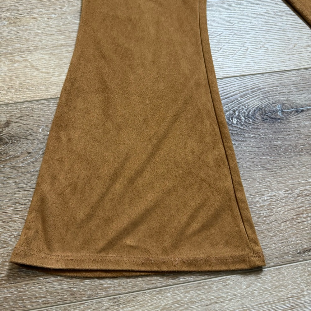 I.n. Girl brown tan suede high waist flare pants - Picture 2 of 6